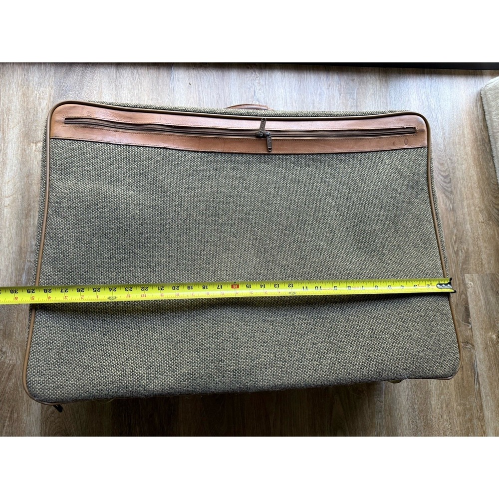 Vintage Hartmann Tweed & Leather Suitcase Luggage Bag 30"x20"x9" Grey Brown